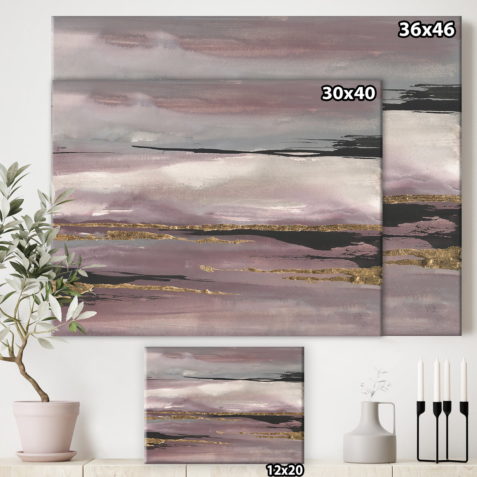 Purple Glam Storm III - Glam & Shabby Chic Premium Canvas Wall Art