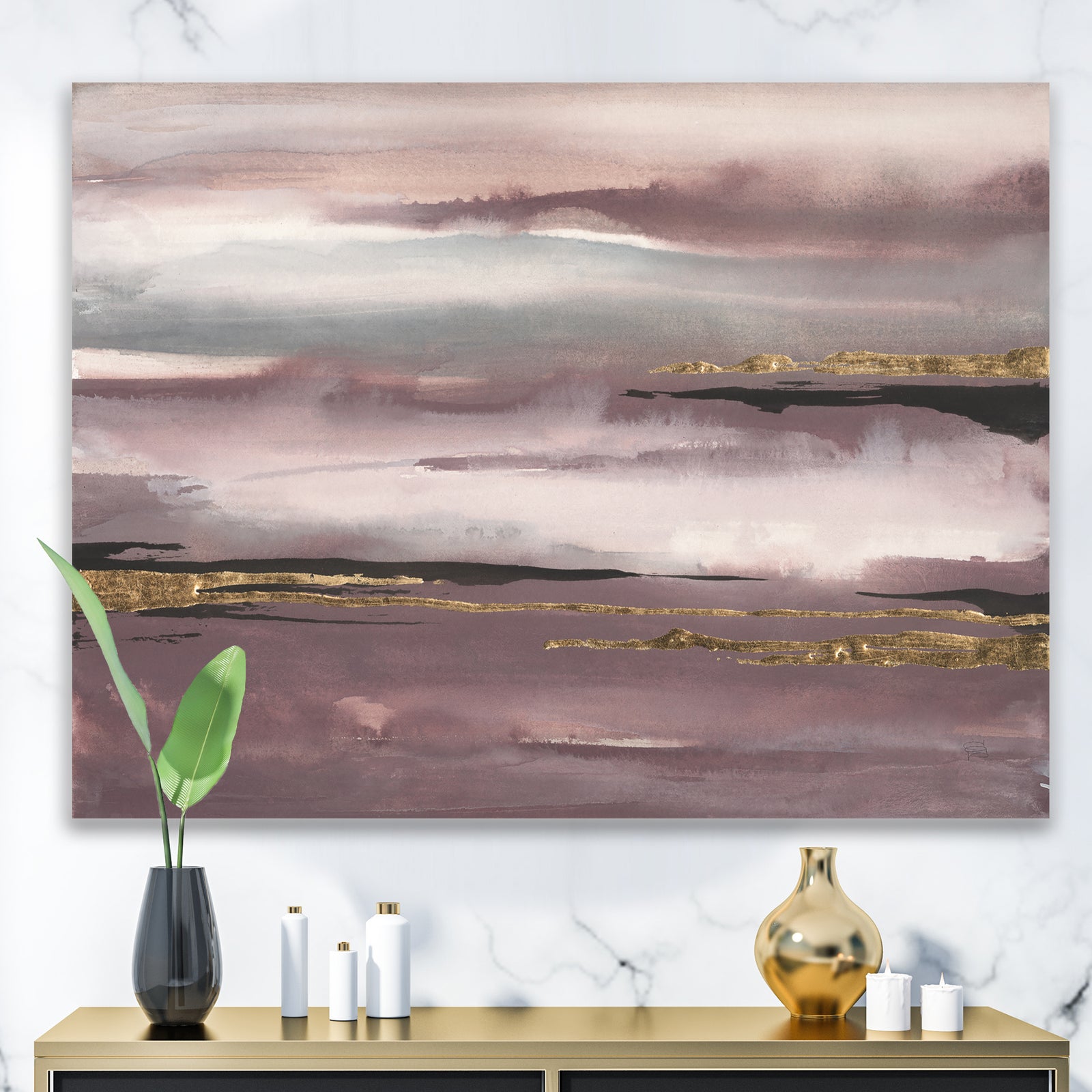 Purple Glam Storm IV - Glam & Shabby Chic Gallery-wrapped Canvas