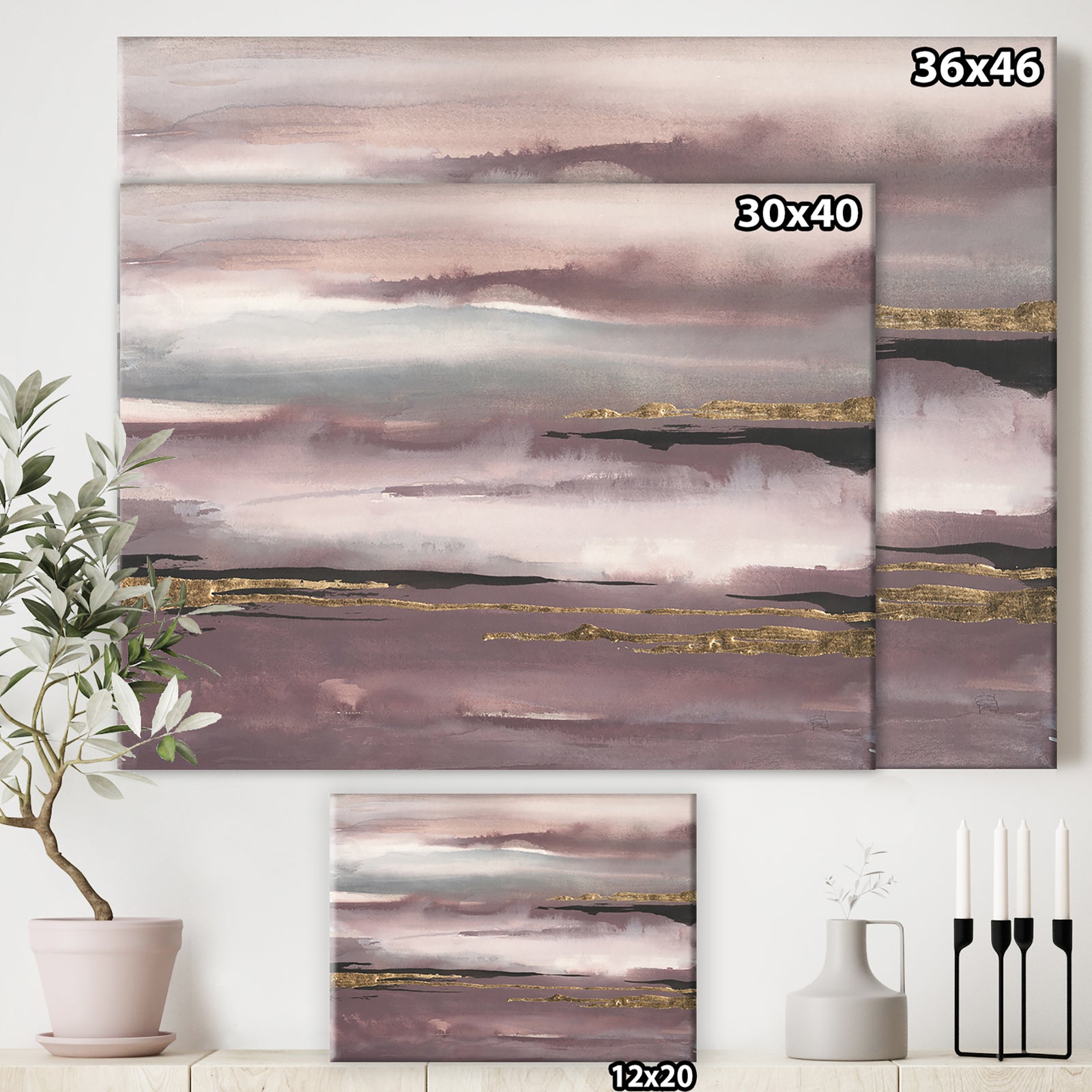 Purple Glam Storm IV - Glam & Shabby Chic Gallery-wrapped Canvas