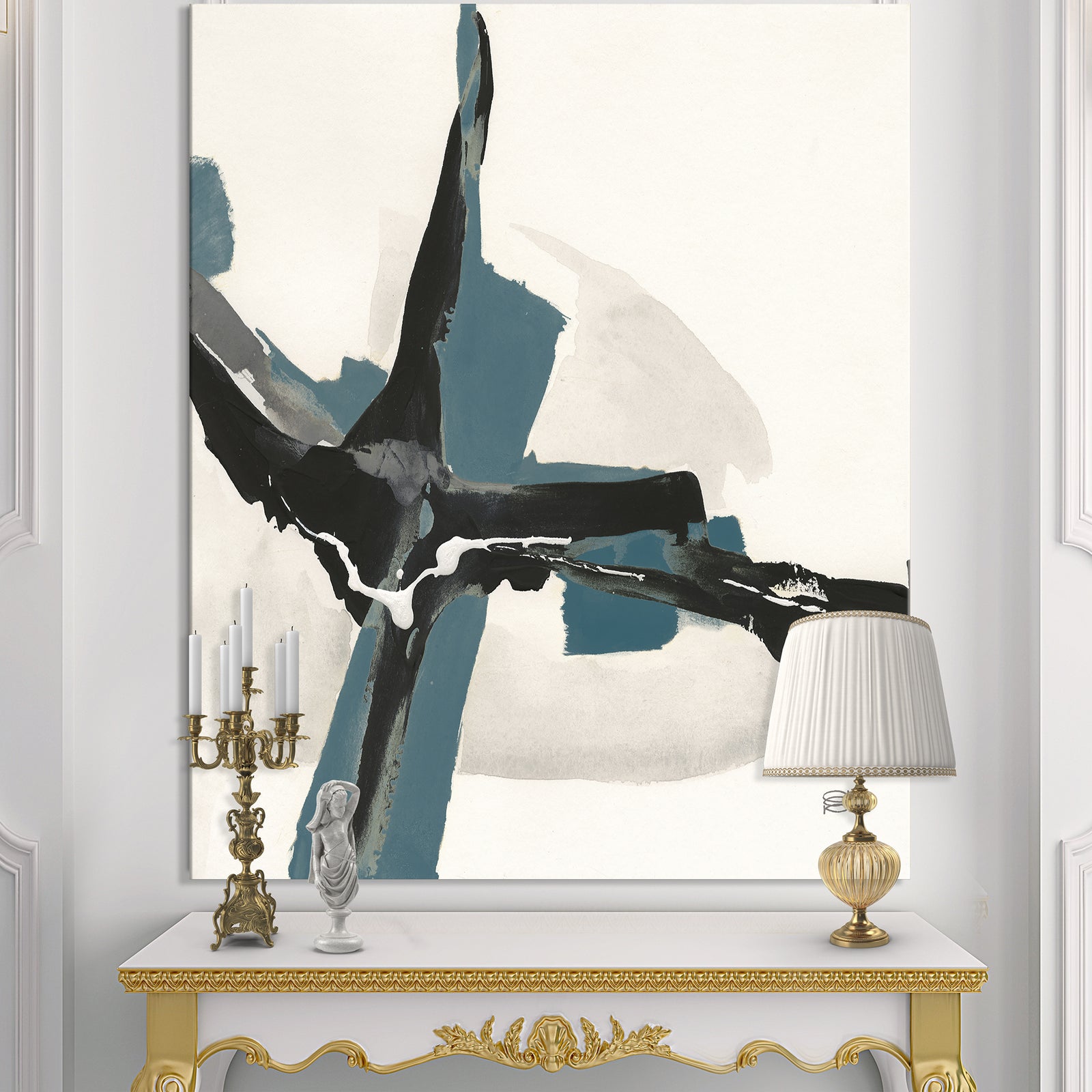 Glam Cerulean I - Transitional Canvas Artwork