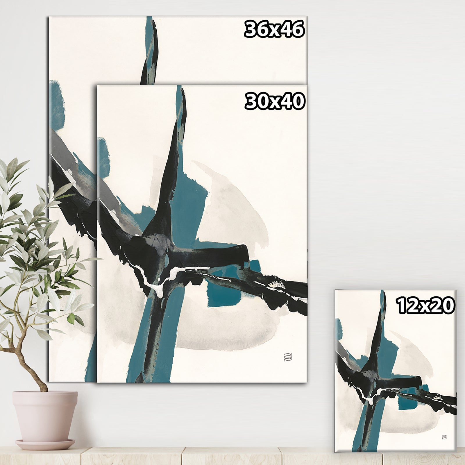 Glam Cerulean I - Transitional Canvas Artwork