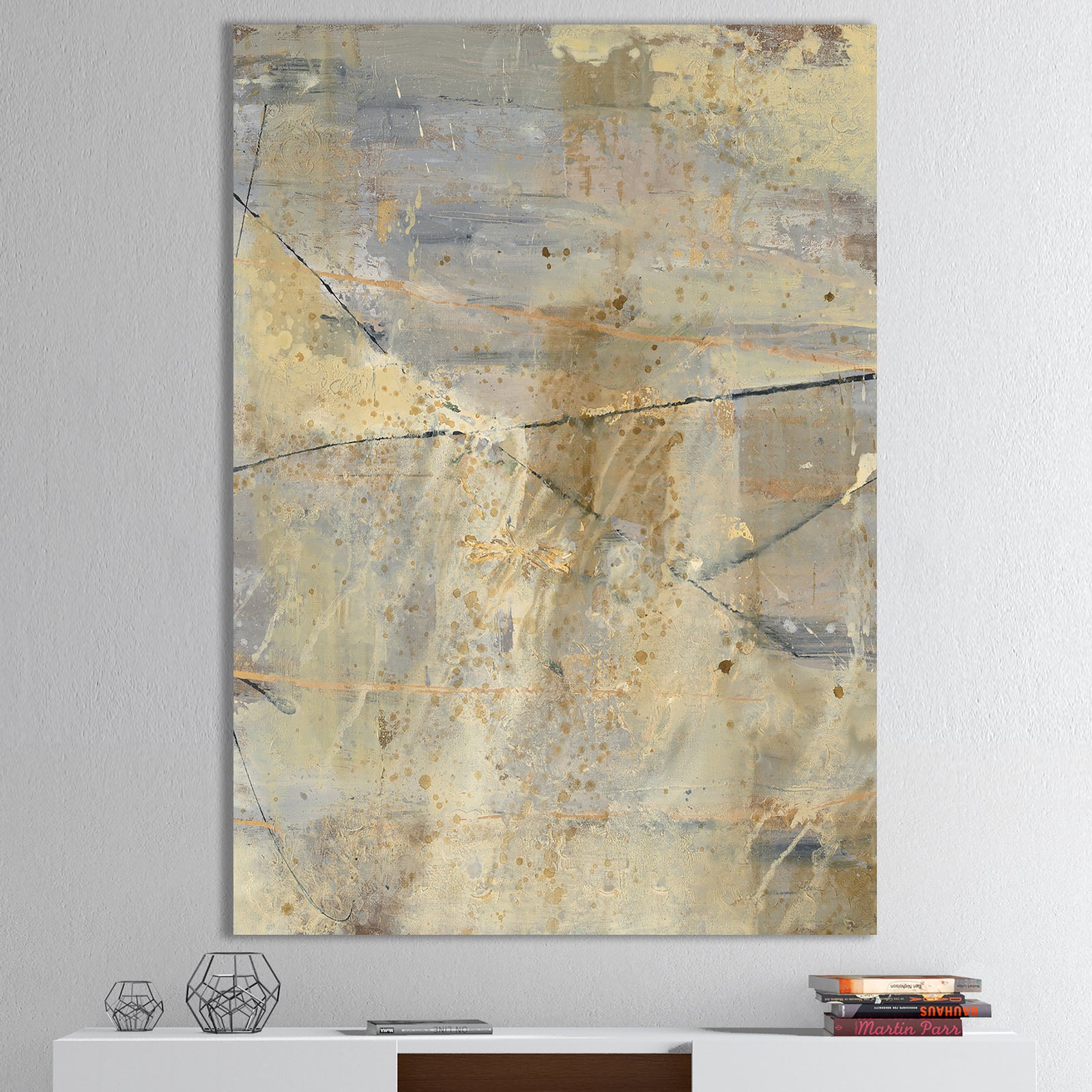 Geometric Cream Block I - Modern Glam Premium Canvas Wall Art