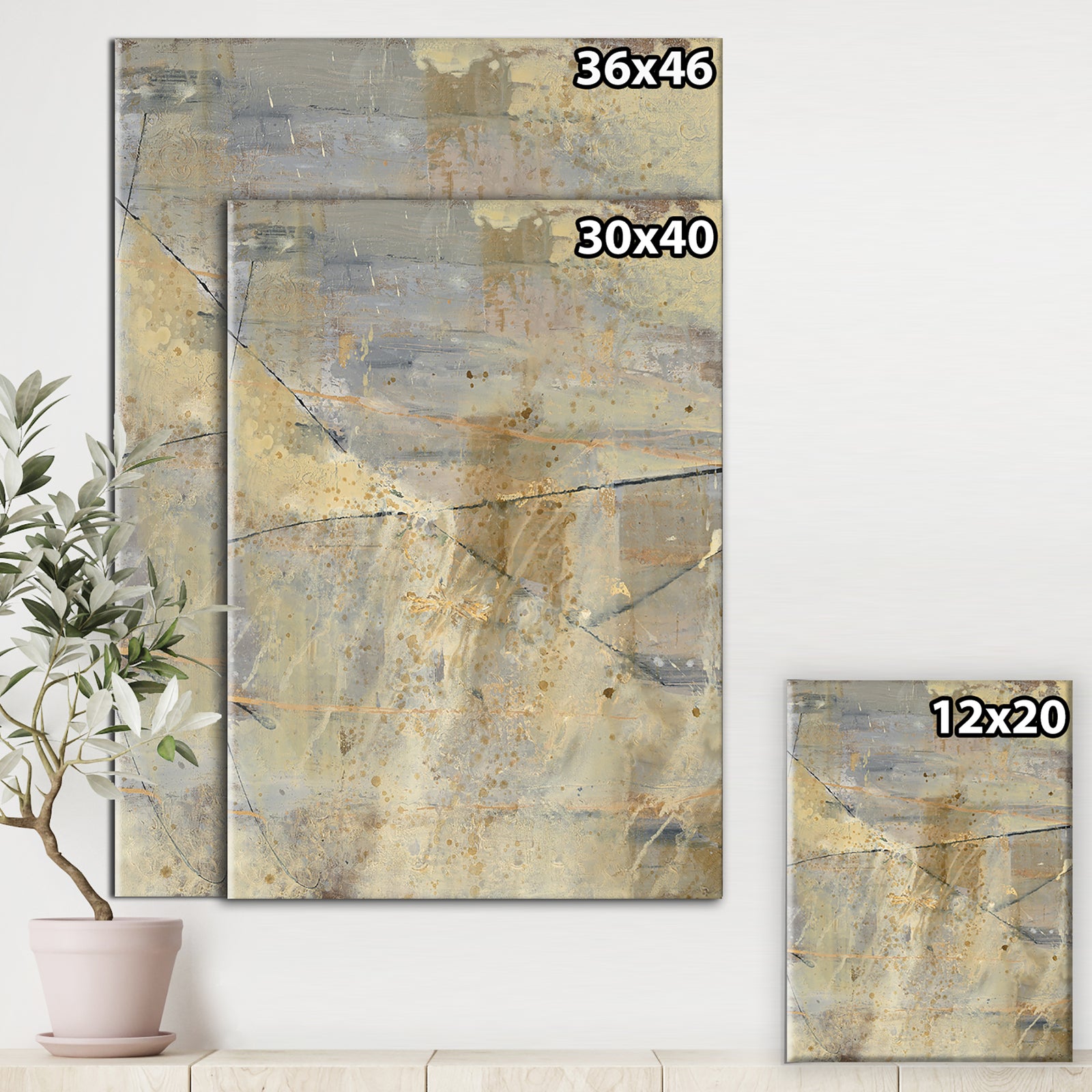 Geometric Cream Block I - Modern Glam Premium Canvas Wall Art