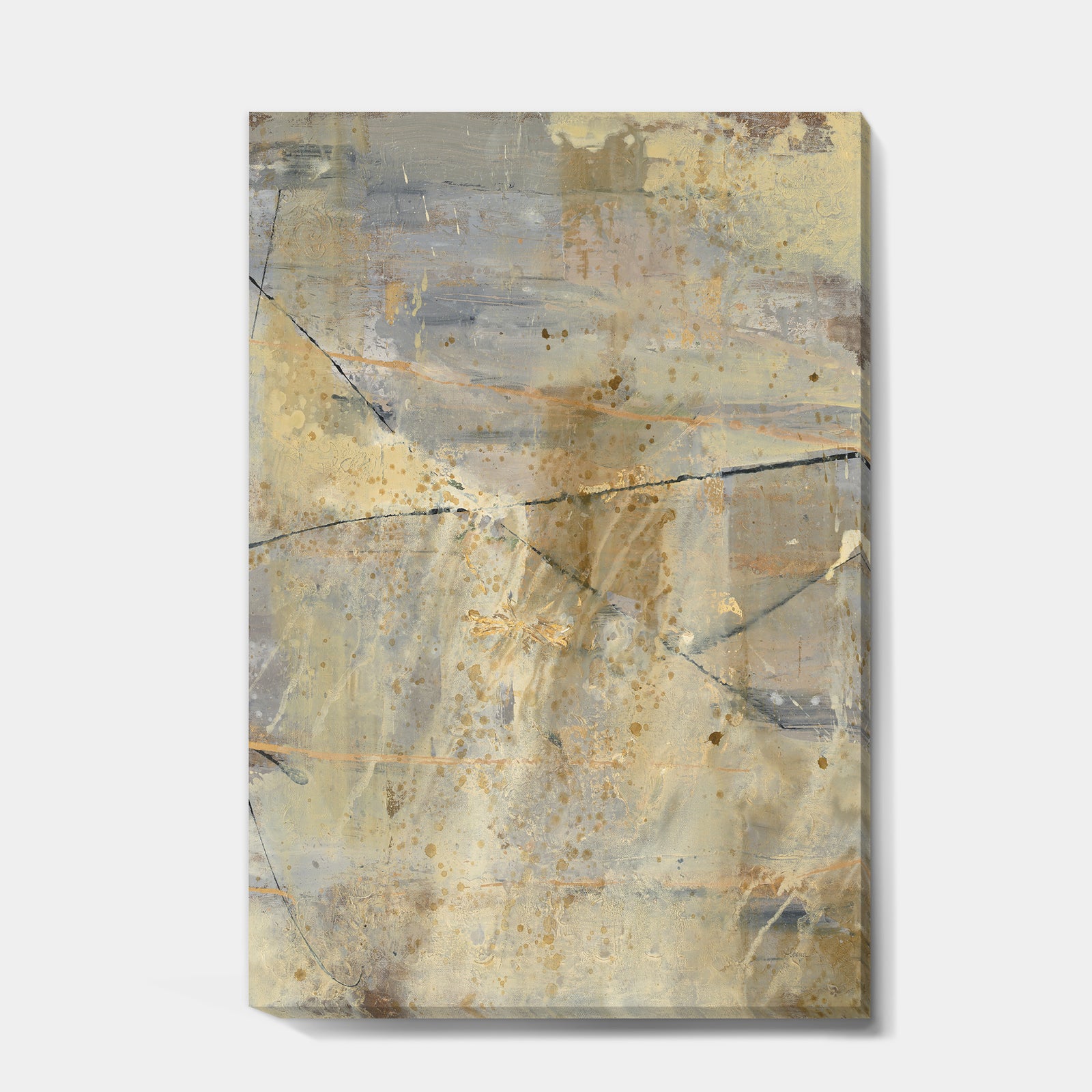 Geometric Cream Block I - Modern Glam Premium Canvas Wall Art