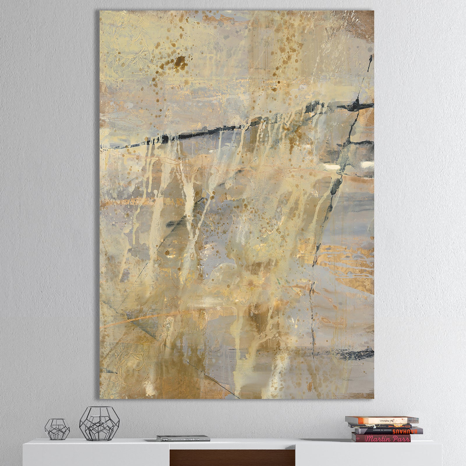 Geometric Cream Block II - Modern Glam Gallery-wrapped Canvas