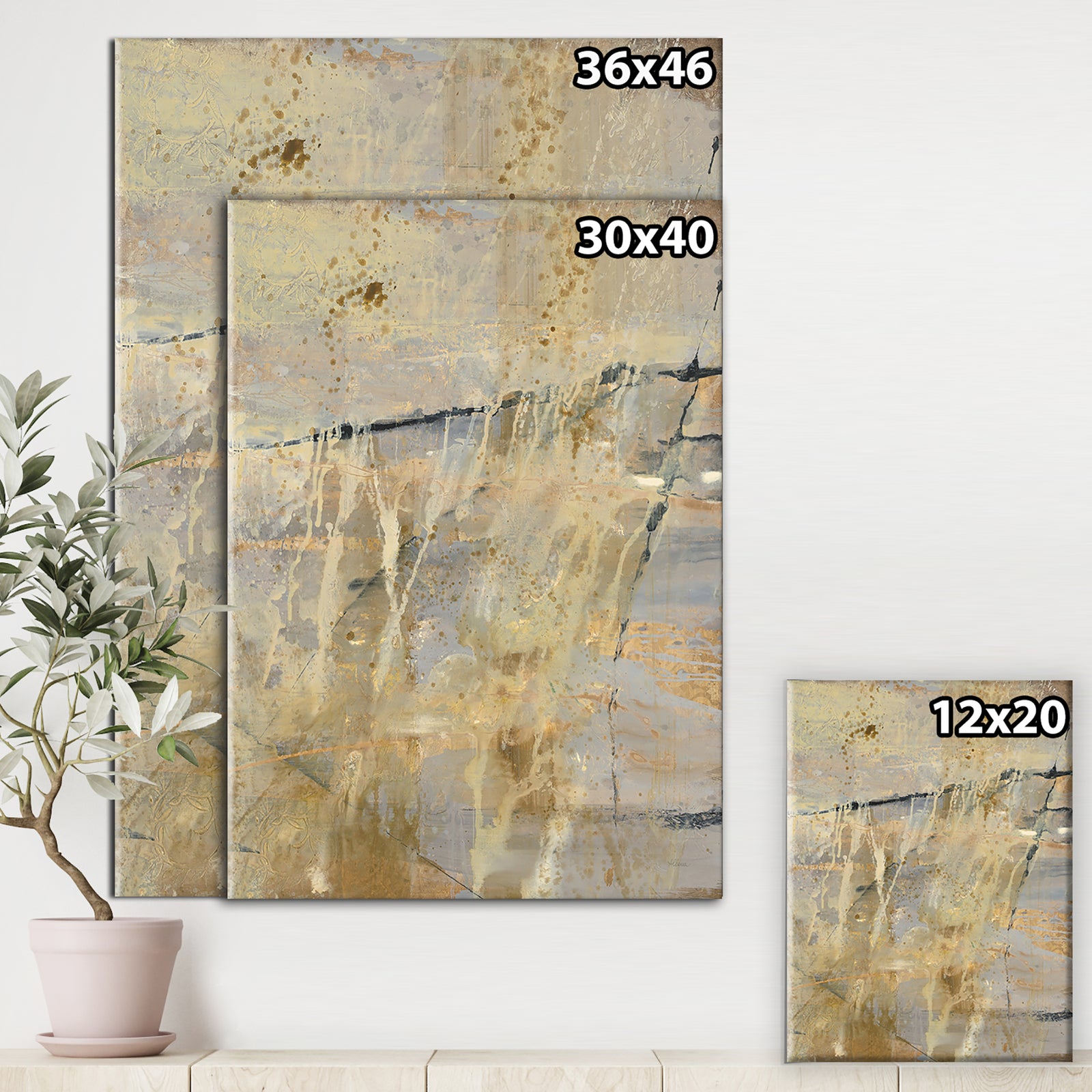 Geometric Cream Block II - Modern Glam Gallery-wrapped Canvas