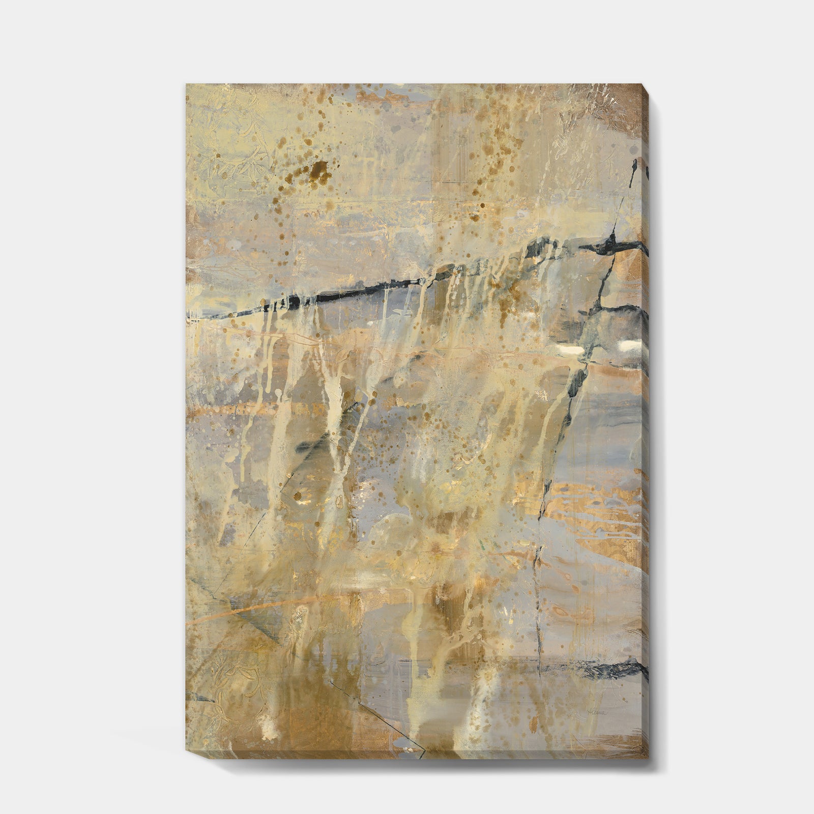 Geometric Cream Block II - Modern Glam Gallery-wrapped Canvas