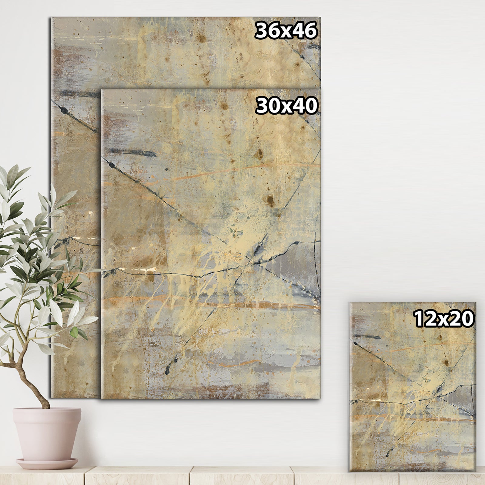 Geometric Cream Block III - Modern Glam Canvas Artwork