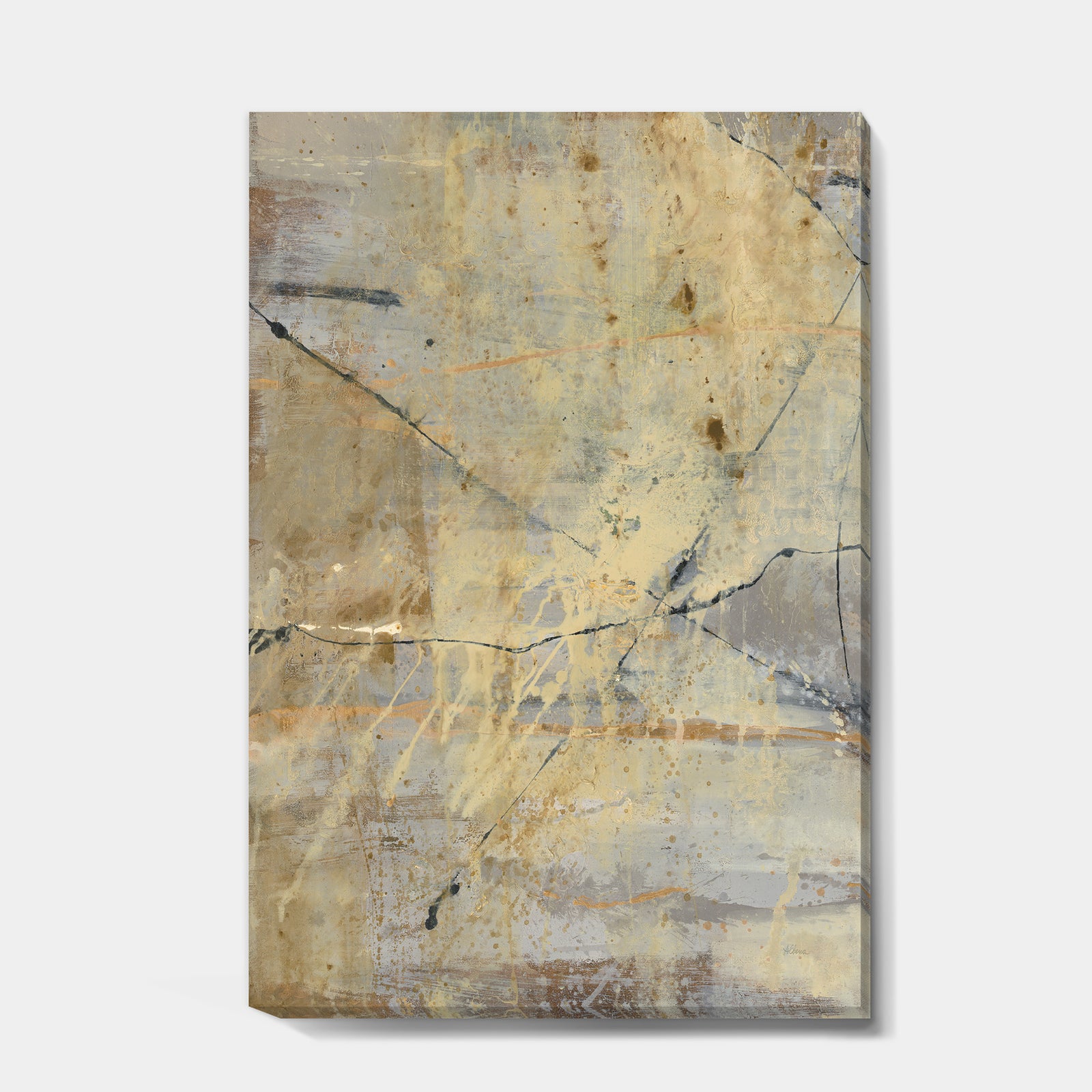 Geometric Cream Block III - Modern Glam Canvas Artwork