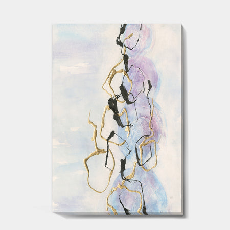 Gold Lines on Pastel I - Modern Glam Gallery-wrapped Canvas