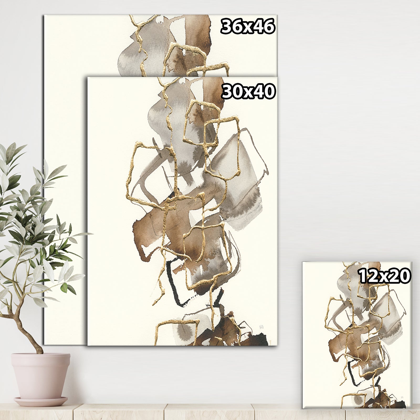 Gold Glam Squares III - Modern & Contemporary Premium Canvas Wall Art