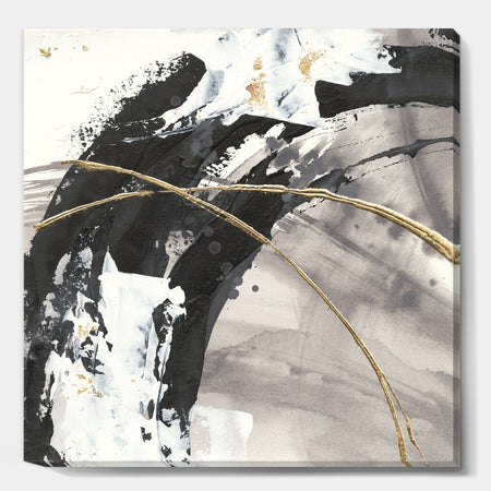 Glam Painted Arcs I - Transitional Gallery-wrapped Canvas