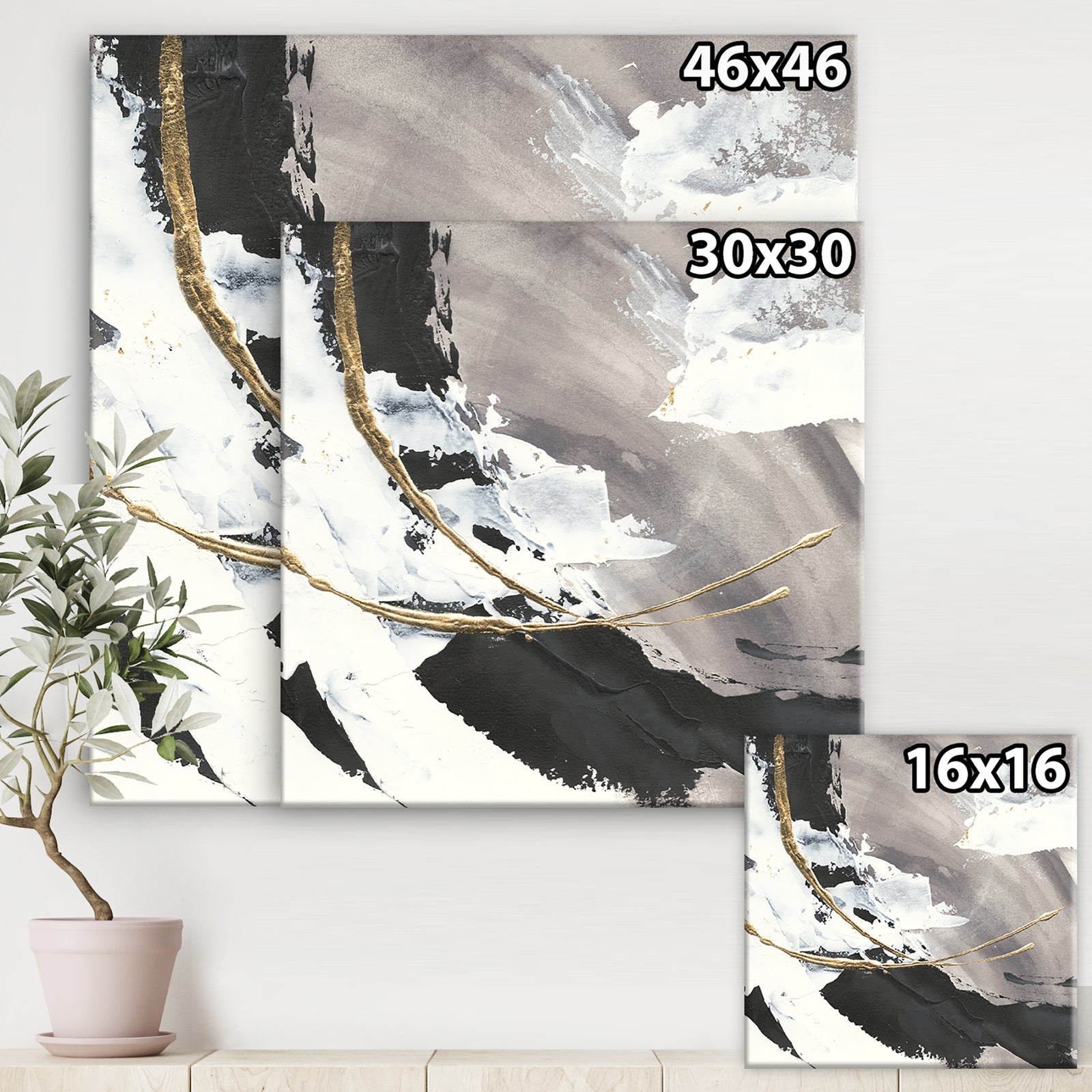 Glam Printed Arcs II - Transitional Printed Gallery-wrapped Canvas