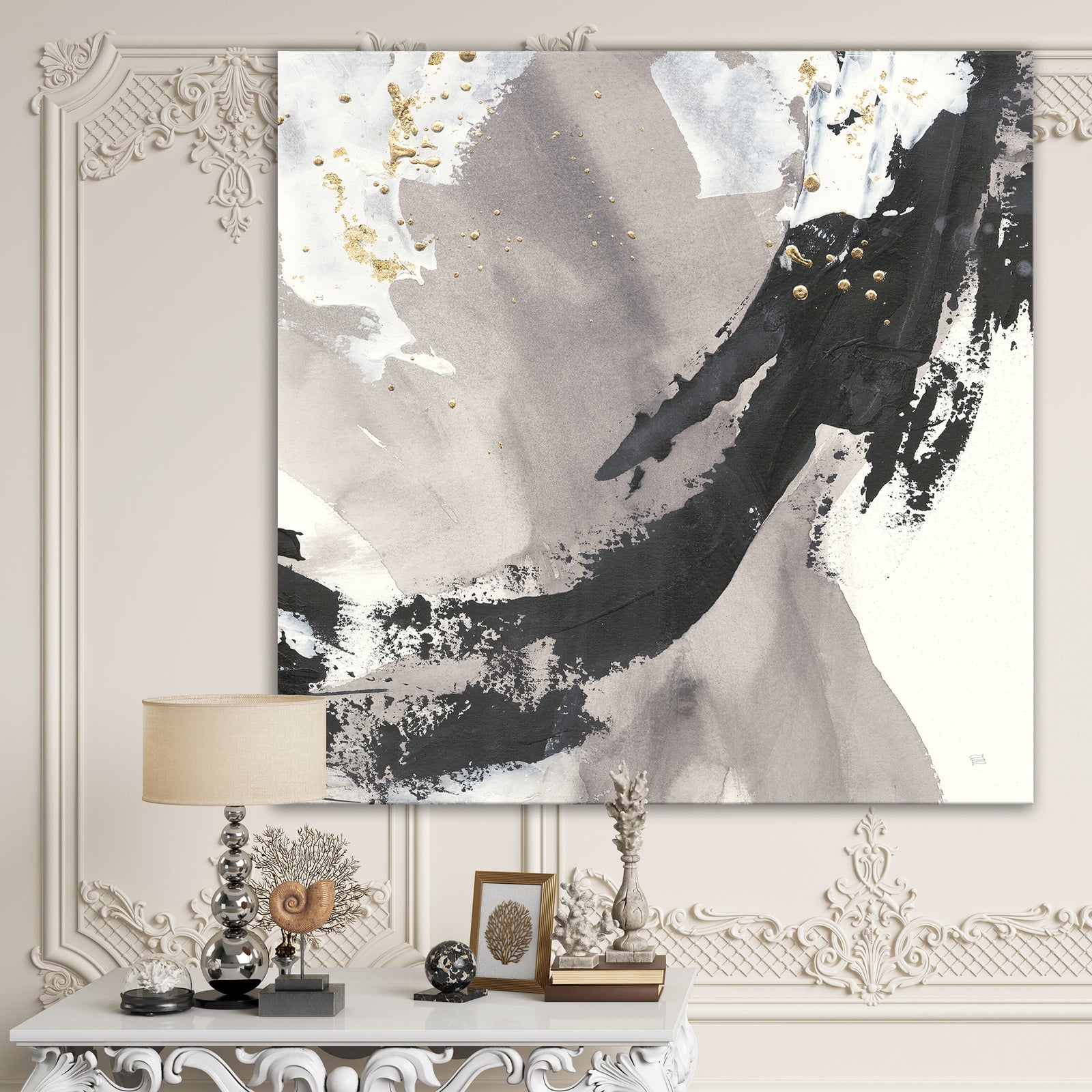 Glam Printed Arcs III - Transitional Canvas Art