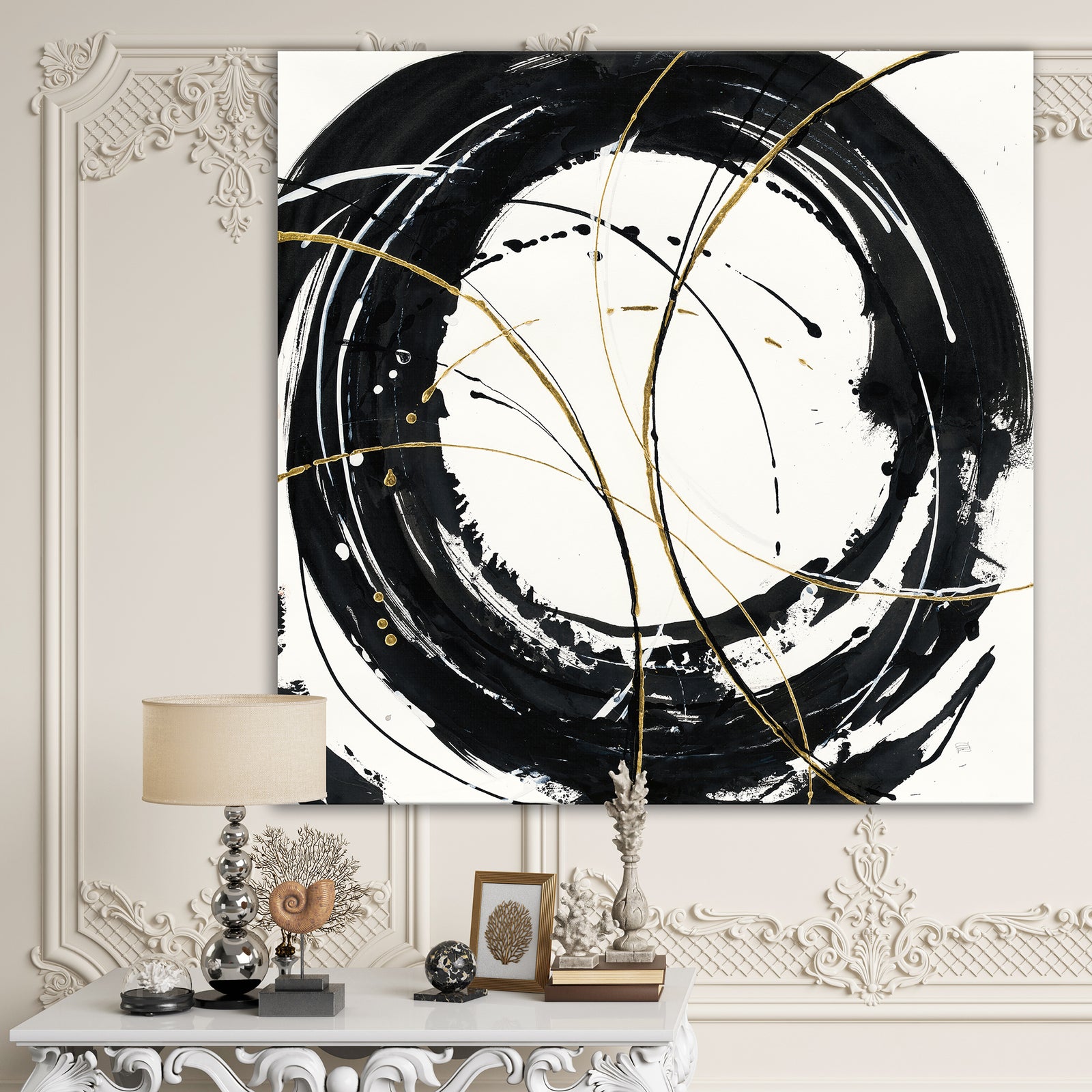 Gold Metallic Circle - Modern Glam Gallery-wrapped Canvas