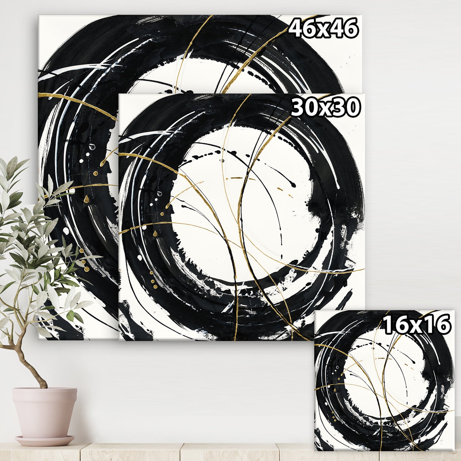 Gold Metallic Circle - Modern Glam Gallery-wrapped Canvas