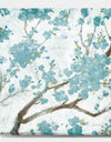 Teal Cherry Blossoms I - Traditional Floral Canvas Artwork