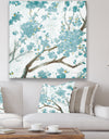 Teal Cherry Blossoms I - Traditional Floral Canvas Artwork