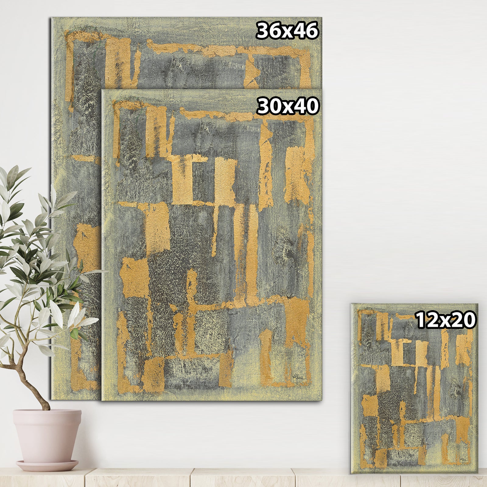 Glam Metallic Form II - Modern & Transitional Premium Canvas Wall Art