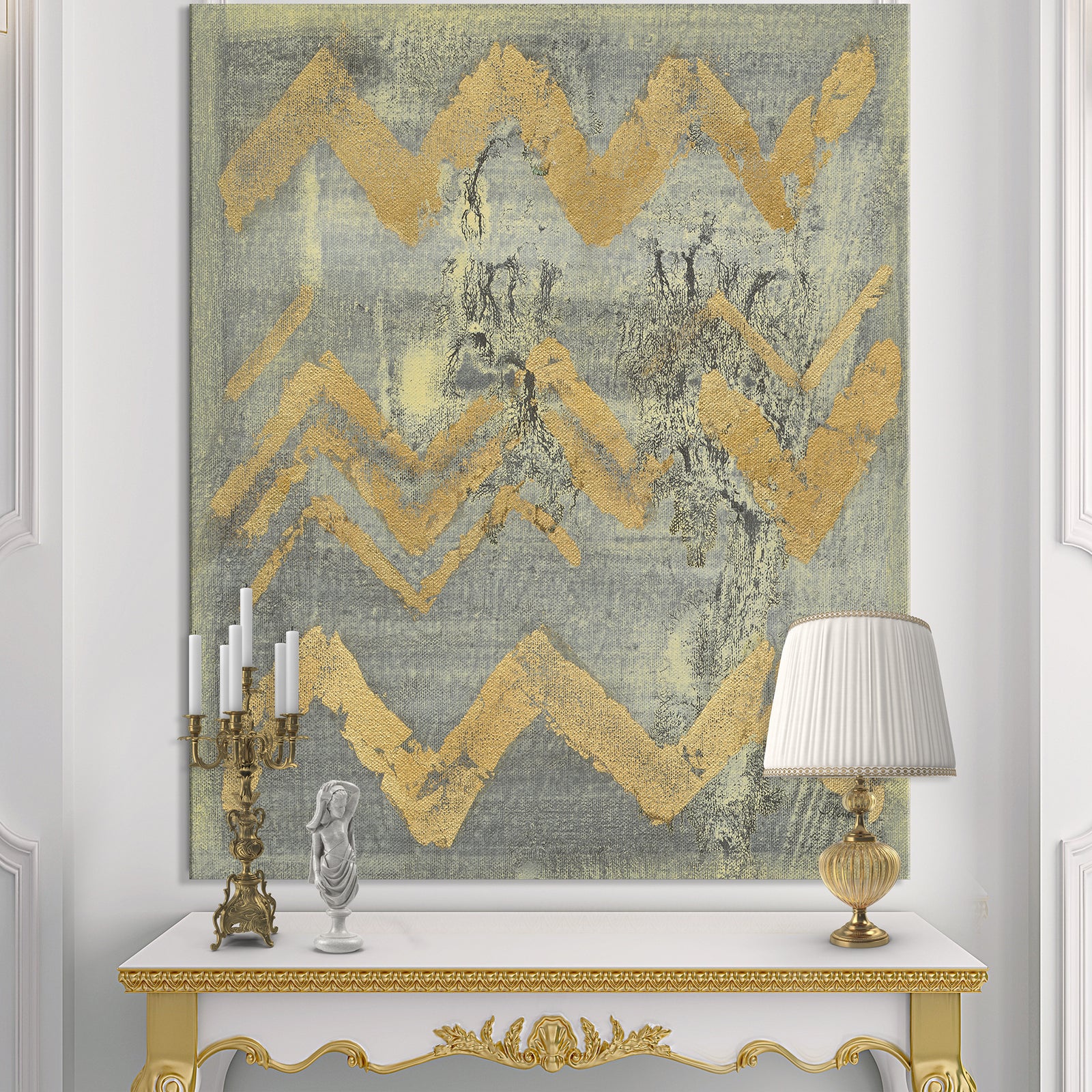 Glam Metallic Form III - Modern & Transitional Gallery-wrapped Canvas