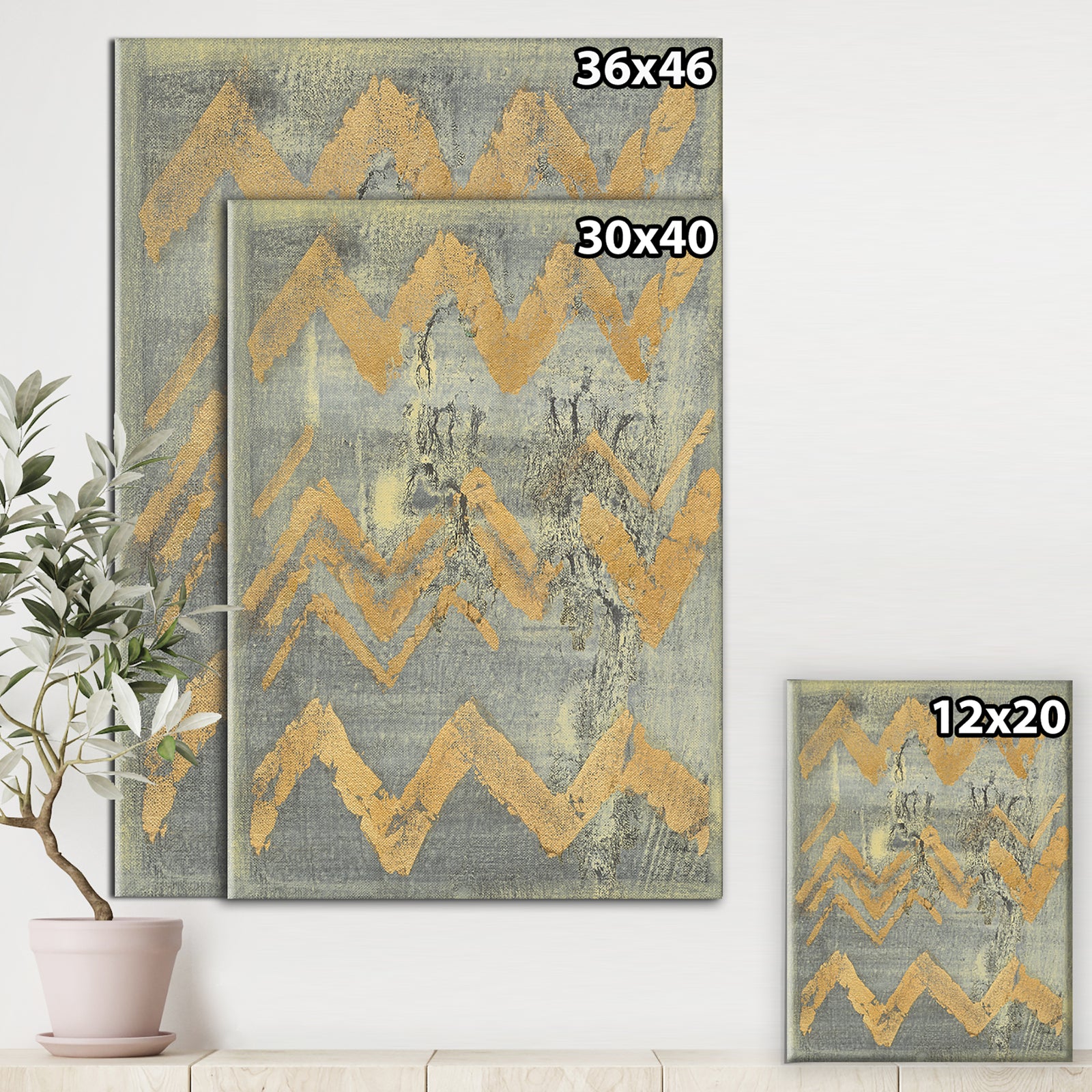 Glam Metallic Form III - Modern & Transitional Gallery-wrapped Canvas