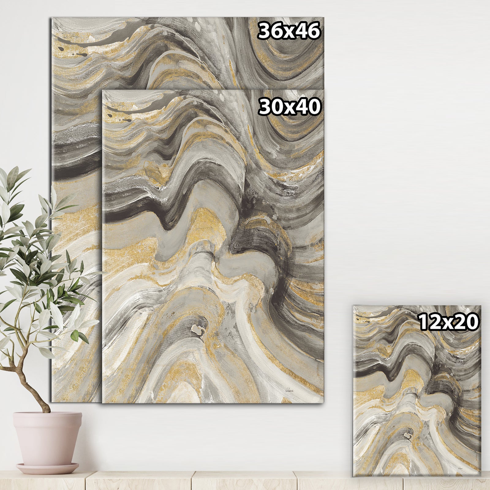 Glam Gold Canion - Modern & Transitional Canvas Art