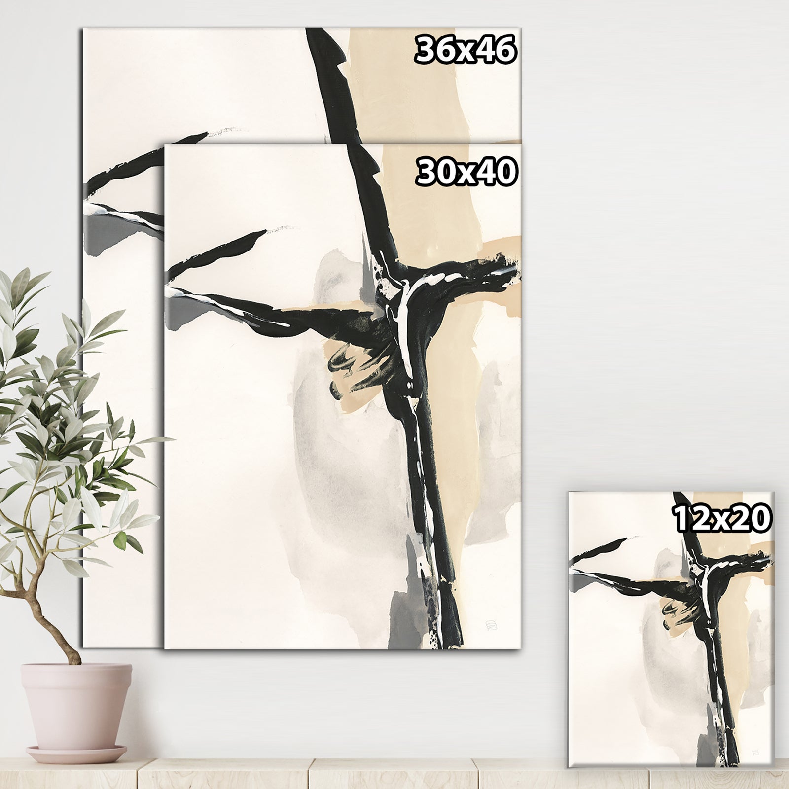 Creamy Tan Form I - Modern Glam Premium Canvas Wall Art