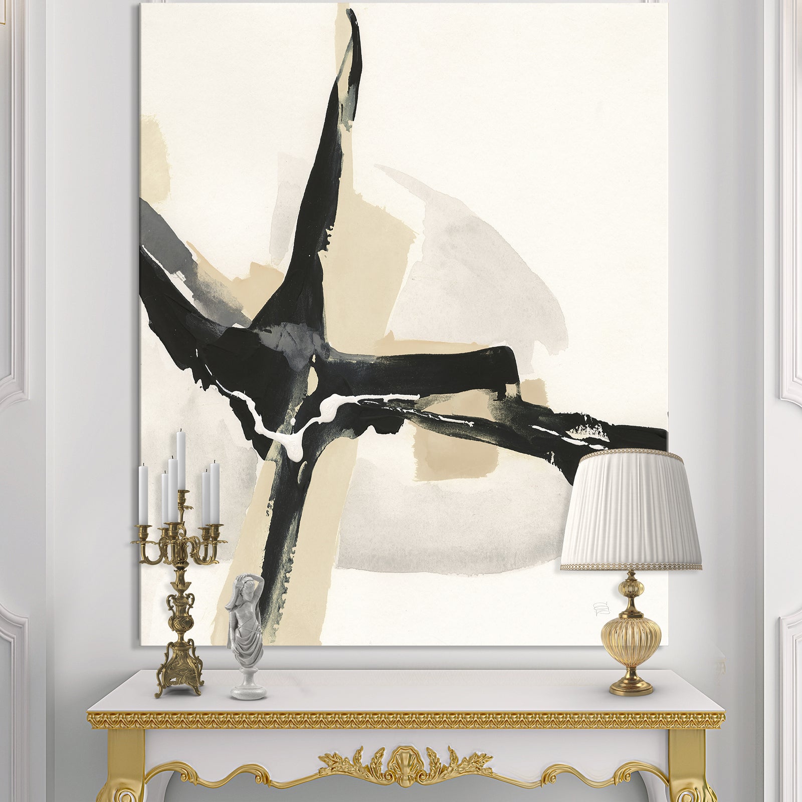 Creamy Tan Form II - Modern Glam Gallery-wrapped Canvas