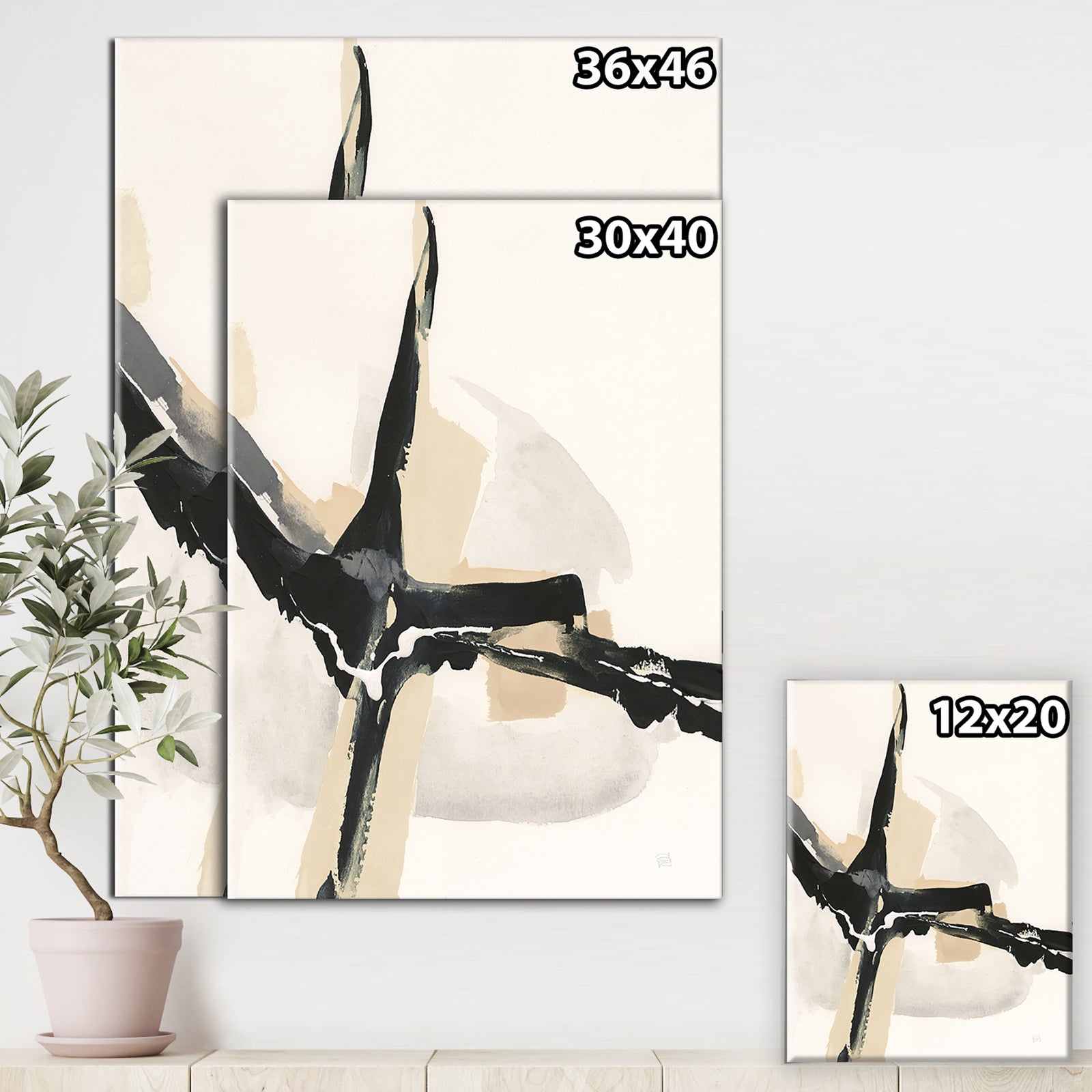 Creamy Tan Form II - Modern Glam Gallery-wrapped Canvas