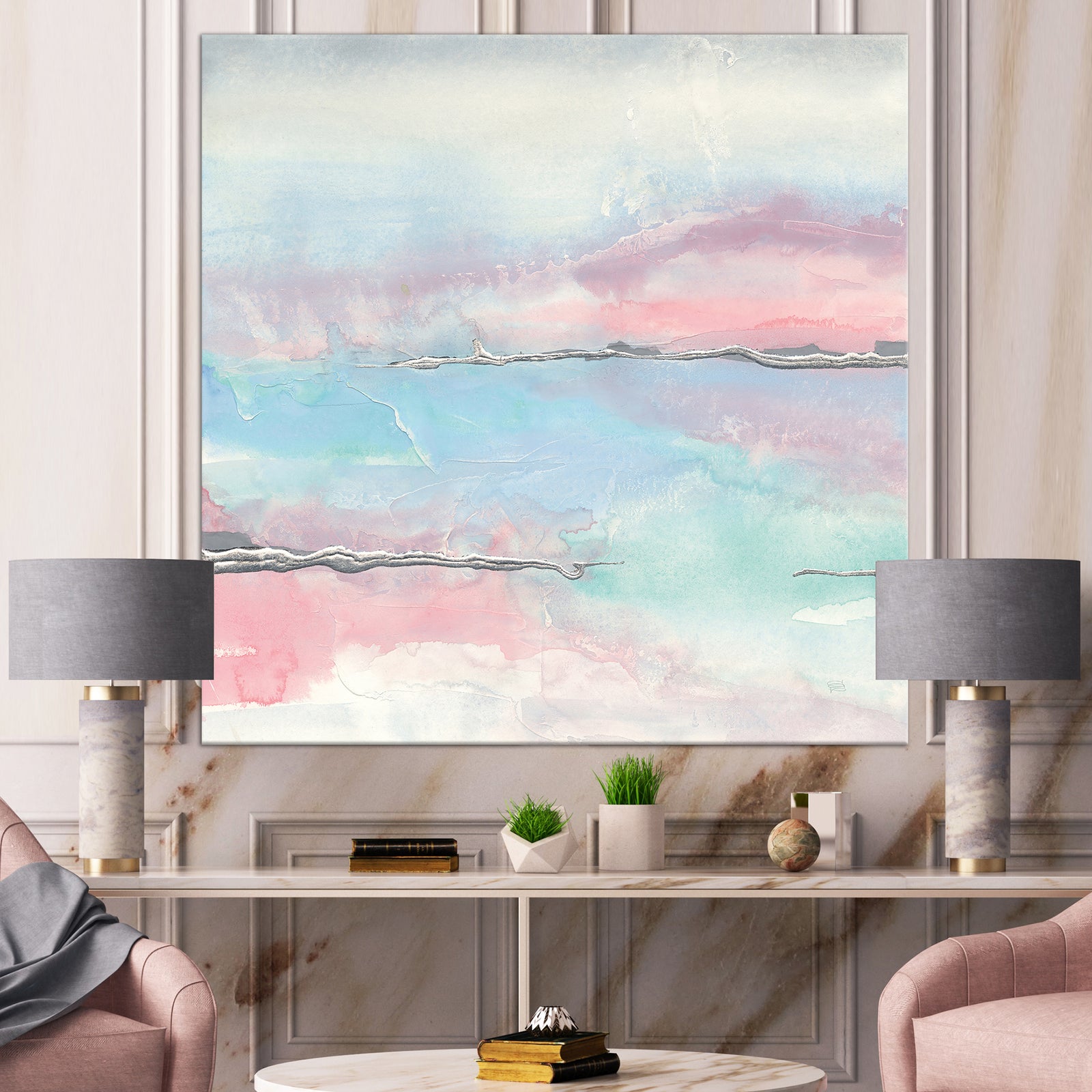 Metallic Shabby Pink II - Shabby Chic Premium Canvas Wall Art