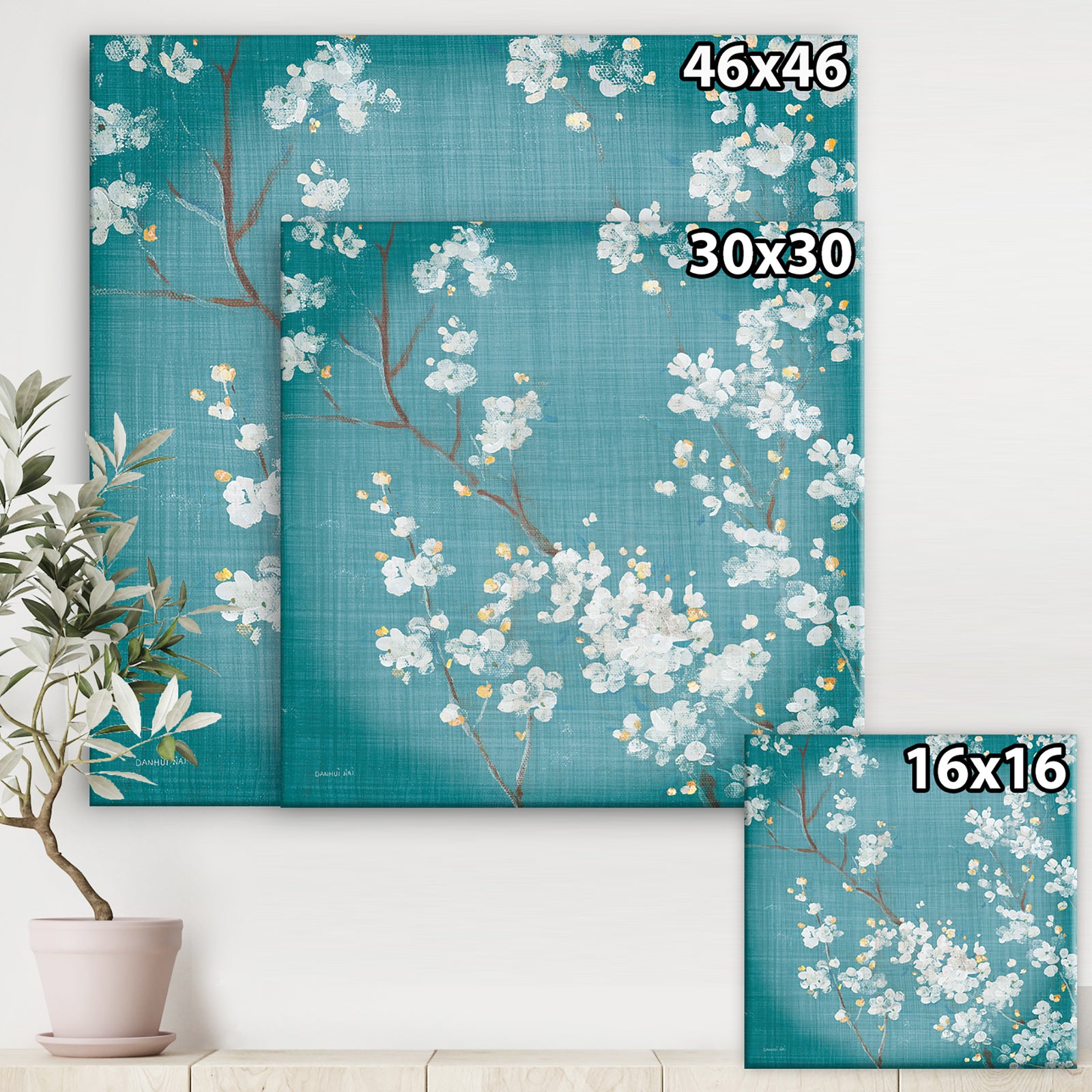 Blue Cherry Blossoms I - Cabin & Lodge Canvas Art