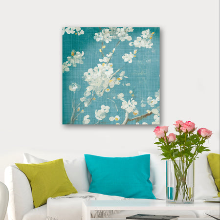 Blue Cherry Blossoms II - Cabin & Lodge Premium Canvas Wall Art