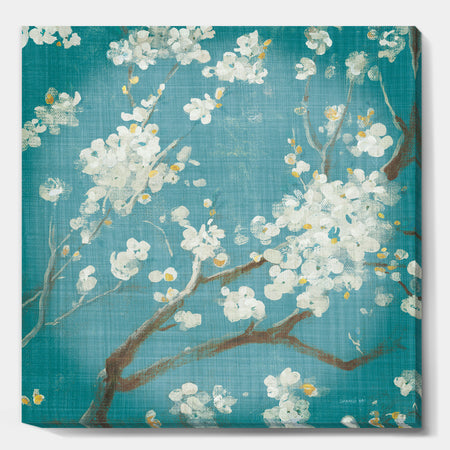 Blue Cherry Blossoms II - Cabin & Lodge Premium Canvas Wall Art
