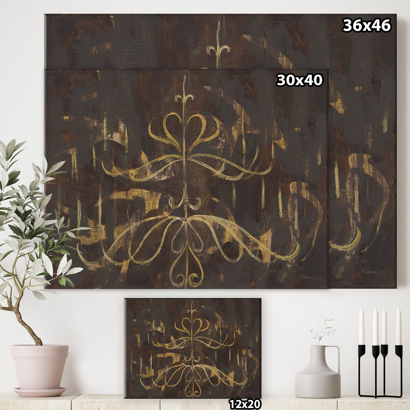 Glam Gold Chandelier - Modern Glam Canvas Art