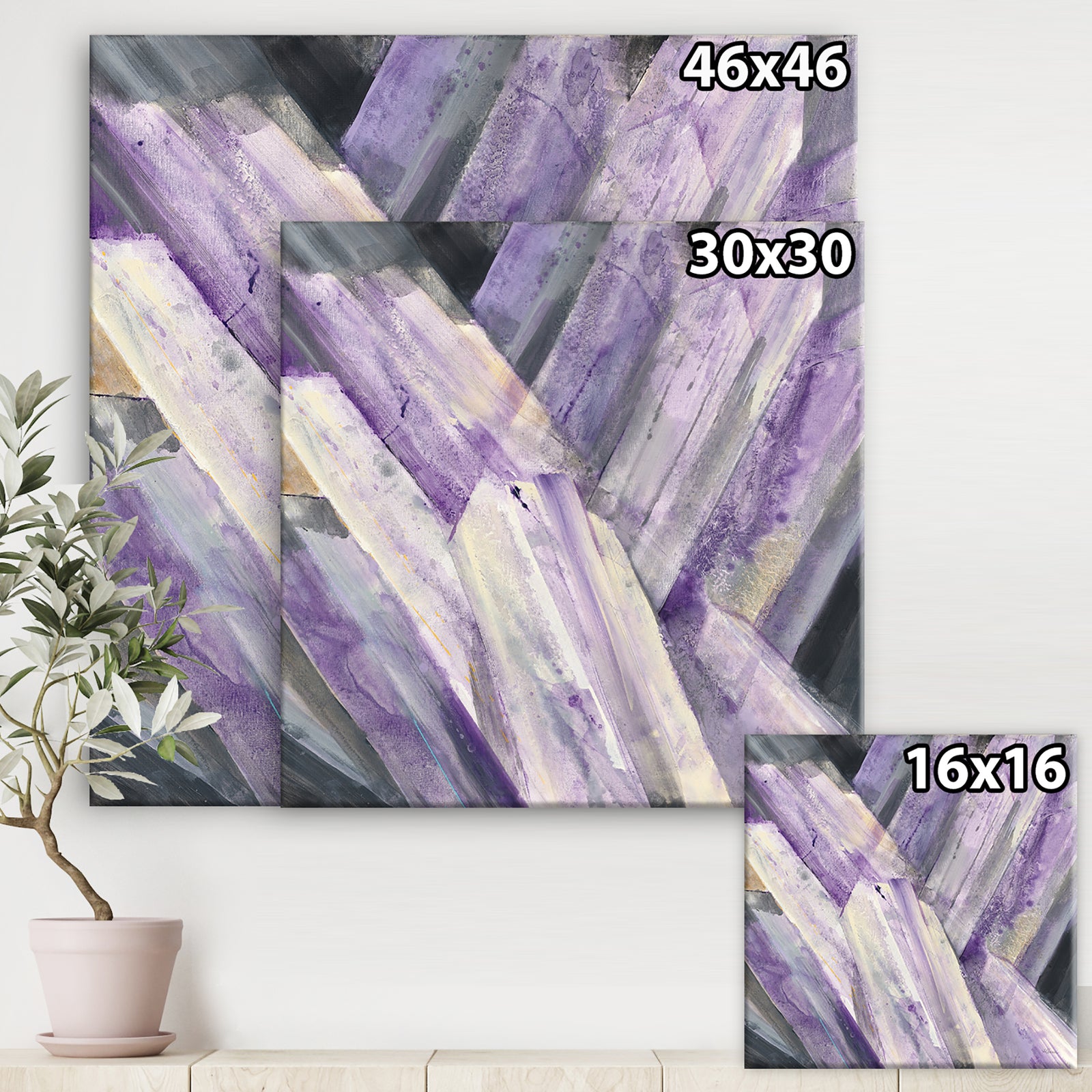 Geometric Purple Glacier - Modern Farmhouse Premium Canvas Wall Art