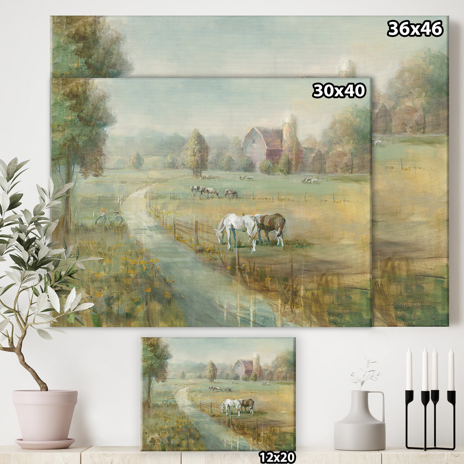 Tranquil Country Field - Farmhouse Canvas Artwork