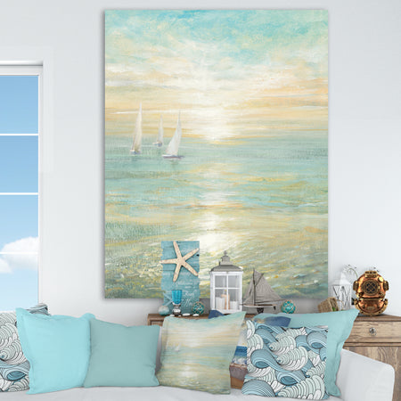 Sunrise Boat I - Nautical & Coastal Premium Canvas Wall Art