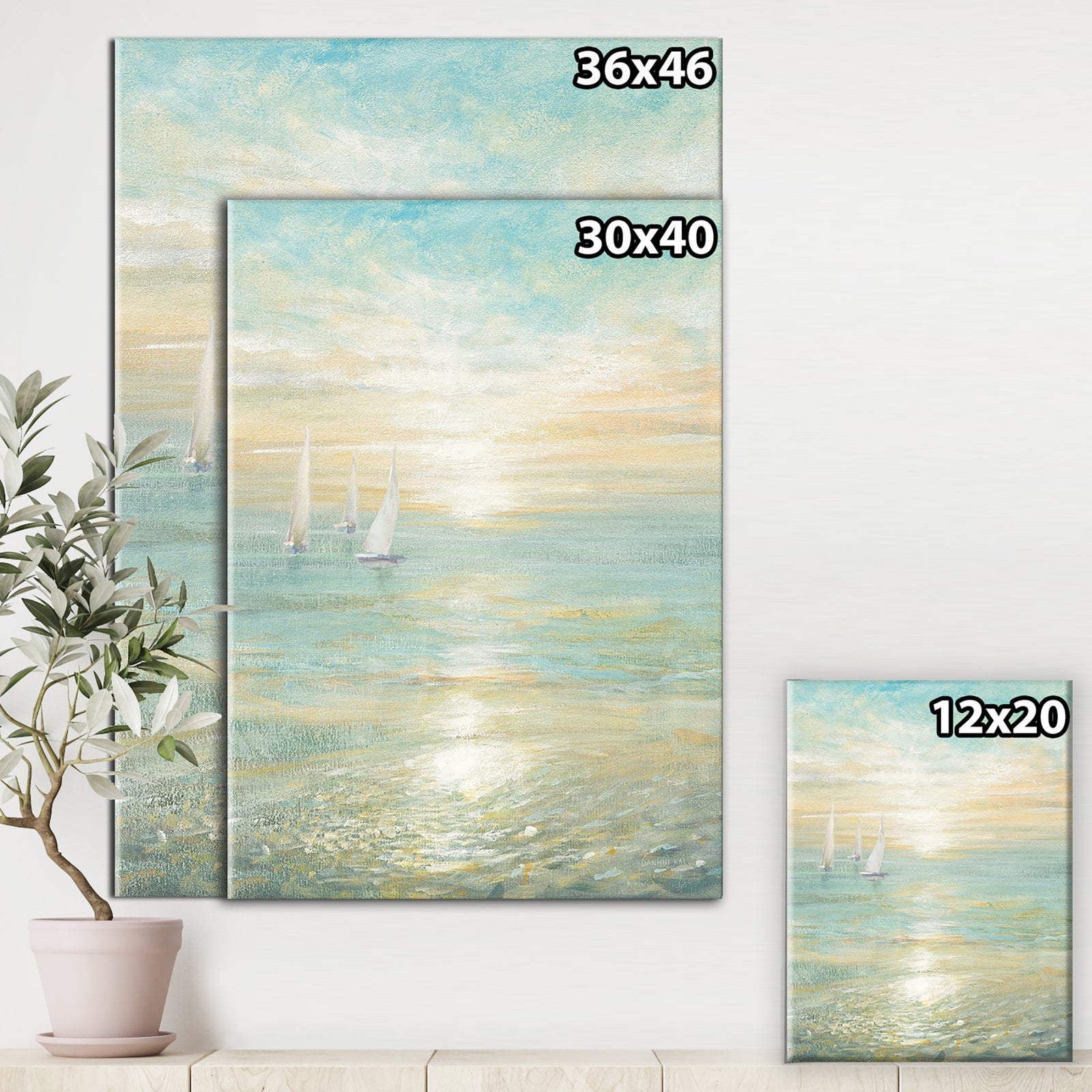 Sunrise Boat I - Nautical & Coastal Premium Canvas Wall Art