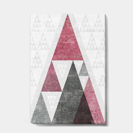 Pink Geometric Mod Triangles II - Mid-Century Transitional Modern Premium Canvas Wall Art