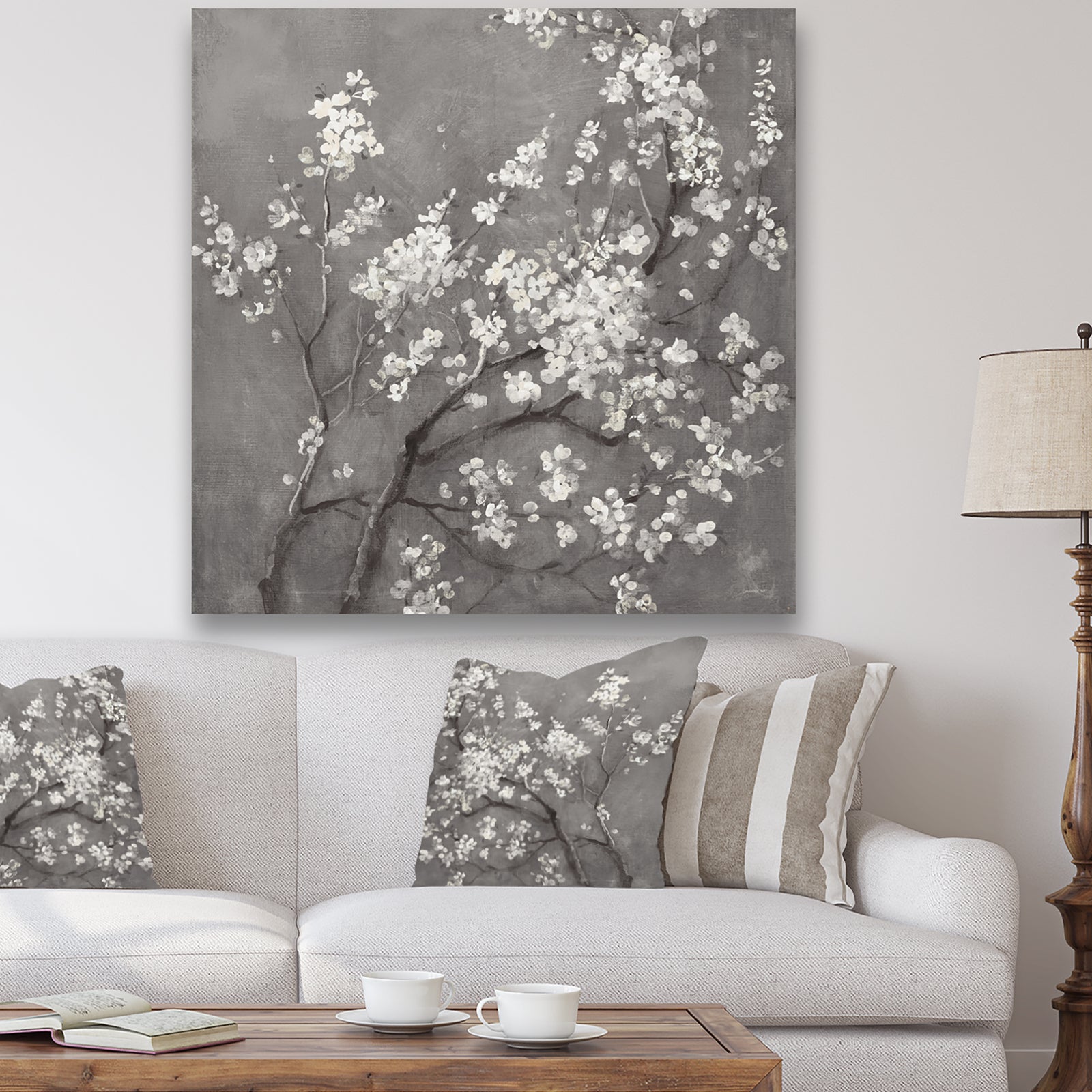 White Cherry Blossoms I - Traditional Gallery-wrapped Canvas