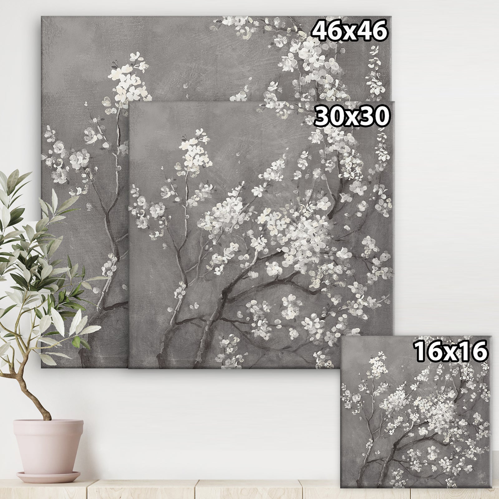 White Cherry Blossoms I - Traditional Gallery-wrapped Canvas