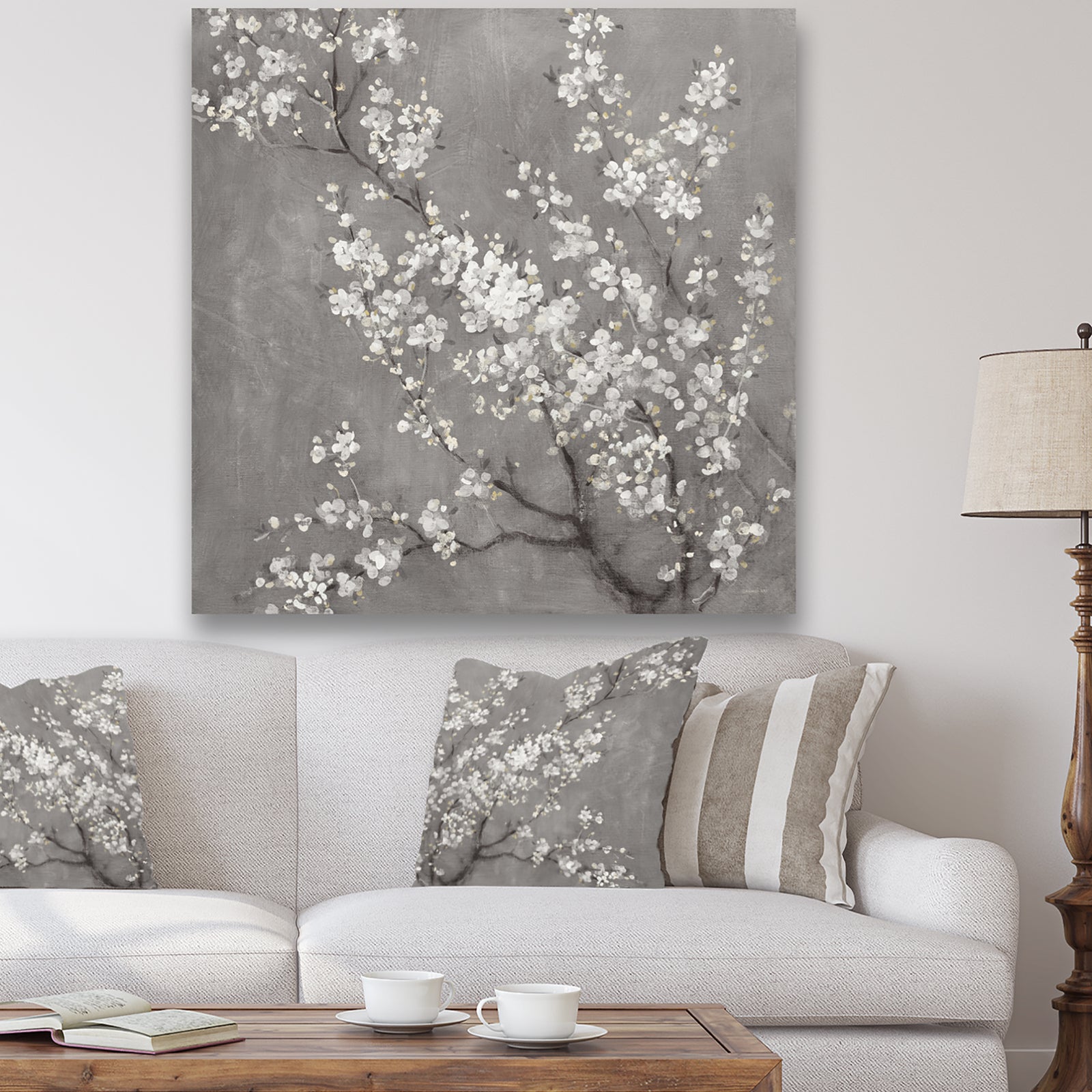 White Cherry Blossoms II - Traditional Canvas Artwork