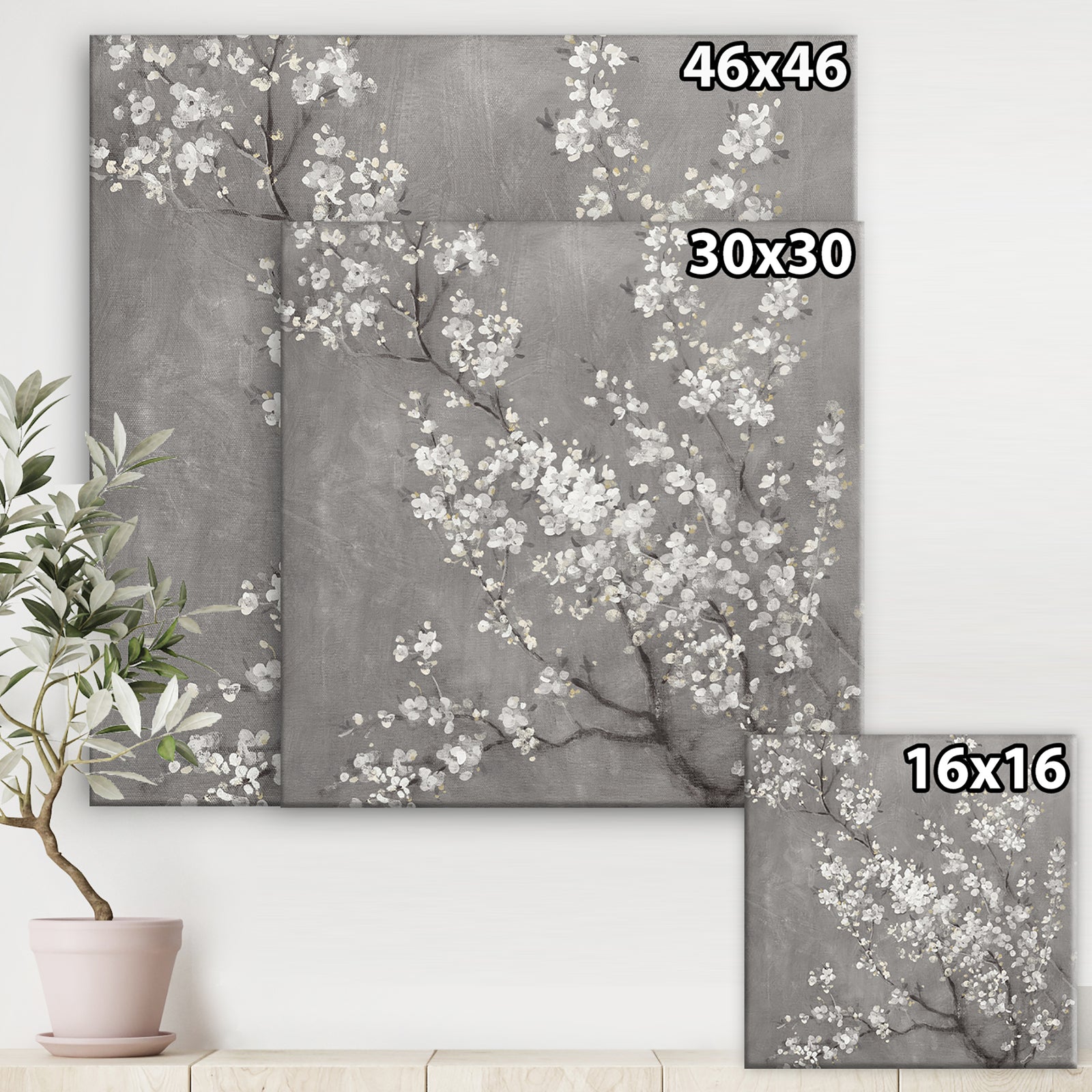White Cherry Blossoms II - Traditional Canvas Artwork