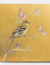 Gold Bird on Blossoms III - Farmhouse Canvas Art