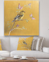 Gold Bird on Blossoms III - Farmhouse Canvas Art