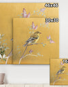 Gold Bird on Blossoms III - Farmhouse Canvas Art