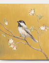 Gold Bird on Blossoms IV - Farmhouse Premium Canvas Wall Art