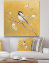 Gold Bird on Blossoms IV - Farmhouse Premium Canvas Wall Art