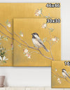 Gold Bird on Blossoms IV - Farmhouse Premium Canvas Wall Art