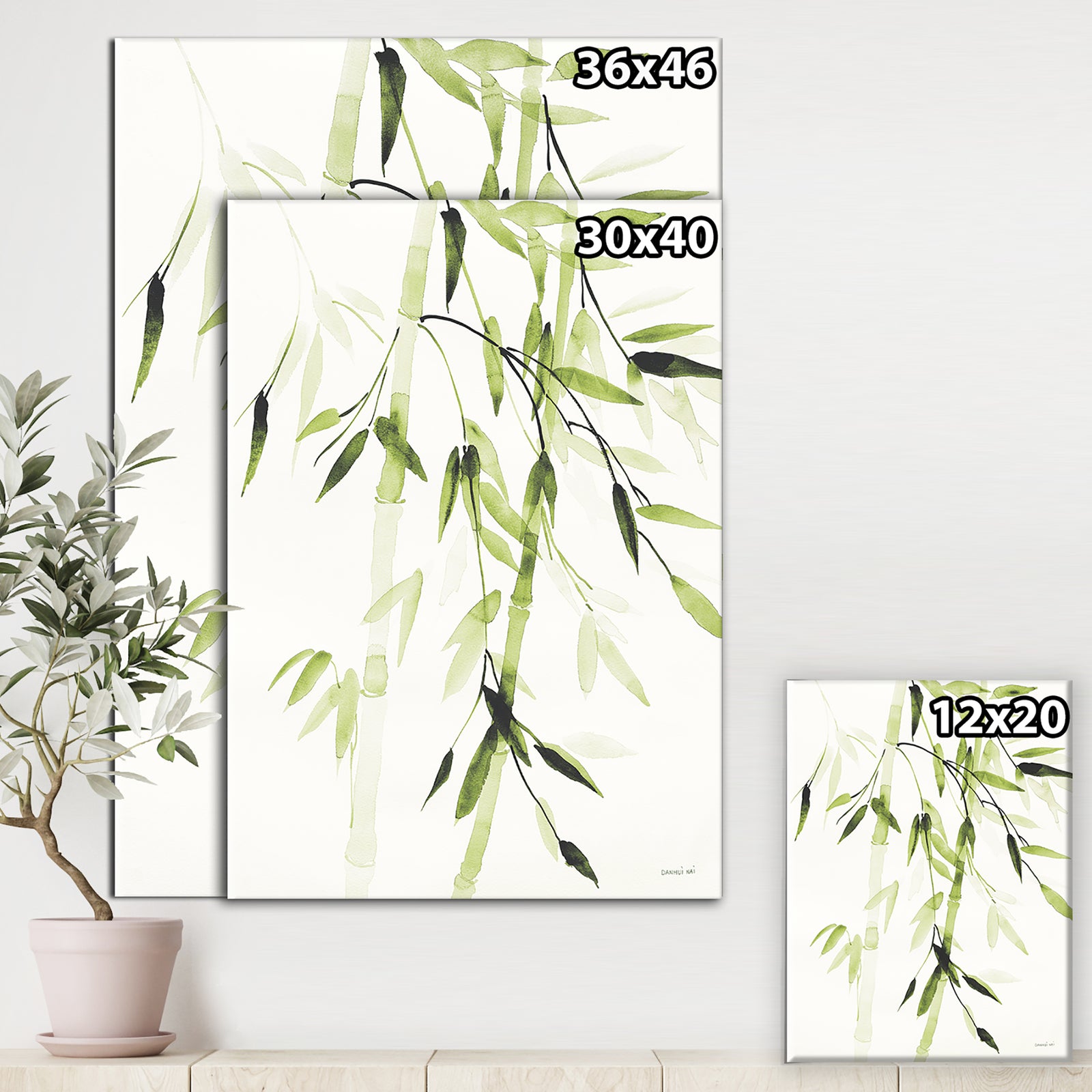 Simplist Bamboo Leaves II - Lake House Canvas Artwork